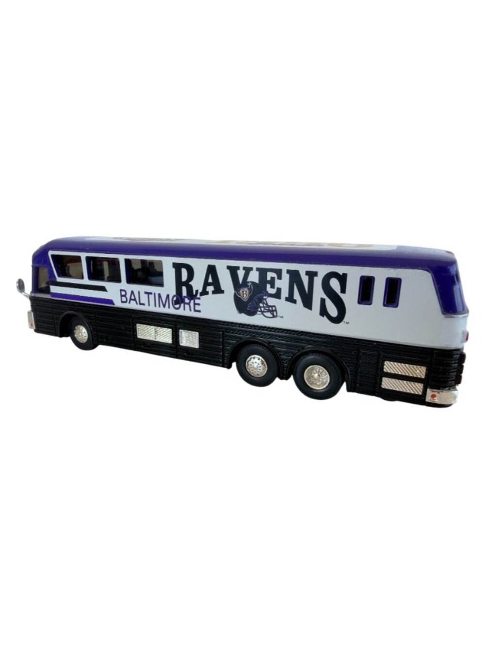 Vtg White Rose Baltimore Ravens 1993 Diecast Team Tour Bus 1:64 Purple White - Picture 4 of 10